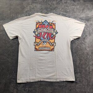 Vintage 1998 Big Dogs Sportswear Shirt Mens XL White Short Sleeve Hot Dog Pupper